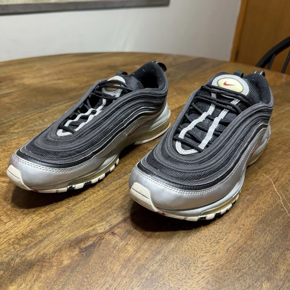 Nike Air Max 97 QS B-Sides Metallic Silver Black Size 10.5 Sneakers AT5458-001
